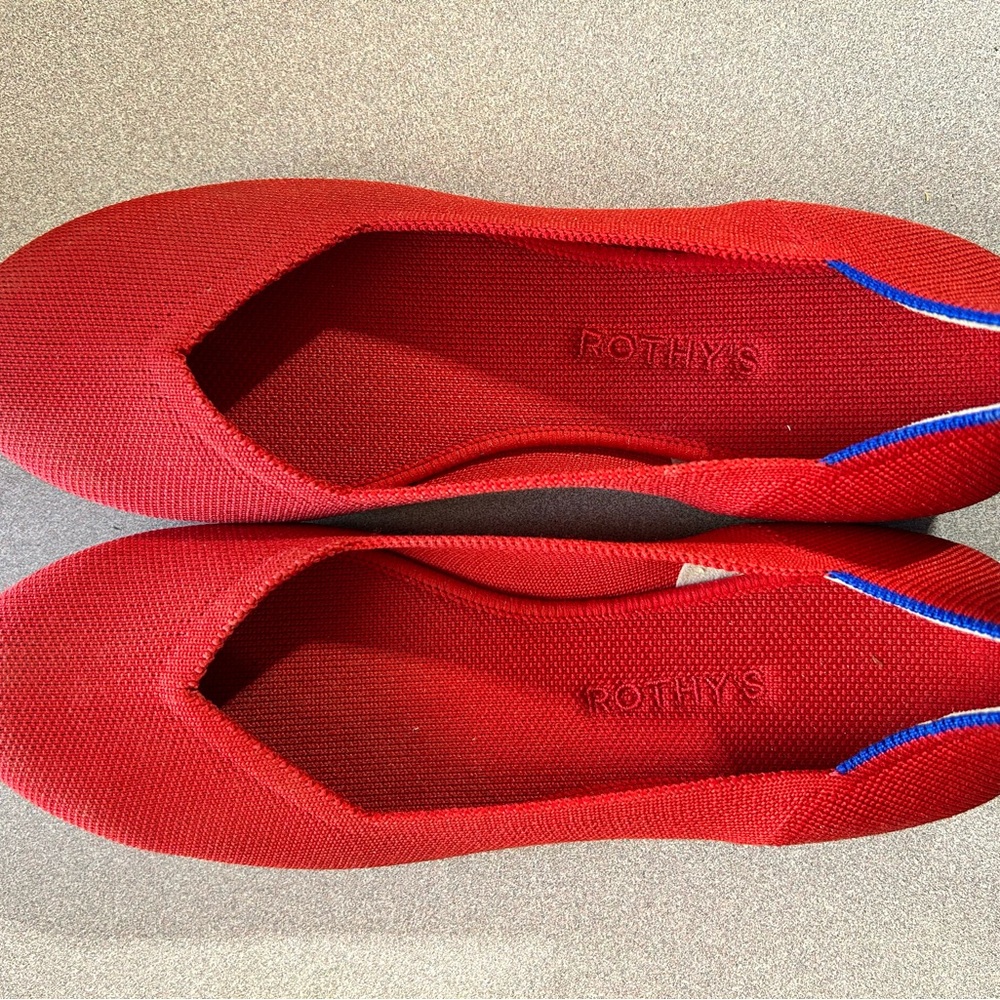 Rothy's The Flat Bright Red 10.5 EUC